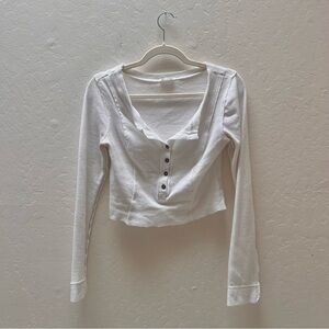 ☁️ FREE PEOPLE WHITE CROPPED LONG SLEEVE